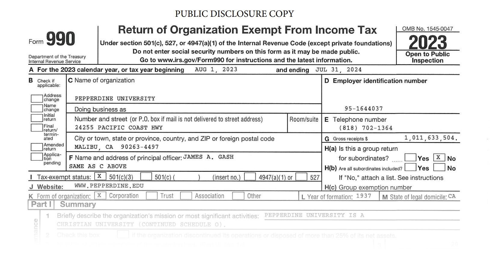 Form 990 Reveals Pepperdine s Top Paid Employees For 2024 