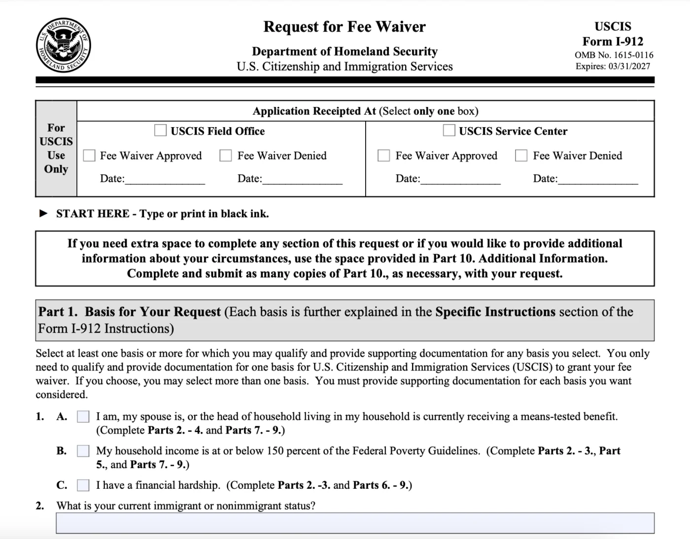 Form I 912 Explained