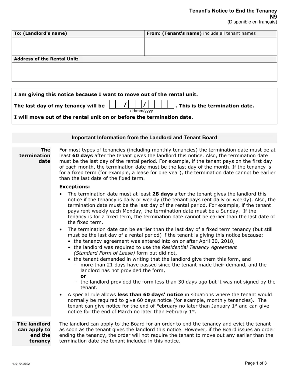 N9 Form Ontario Pdf