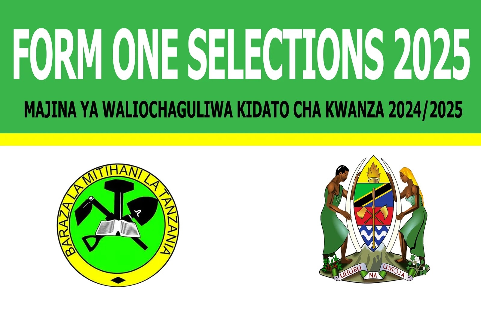 Form One Selection 2025 WALIOCHAGULIWA KUJIUNGA NA FORM ONE