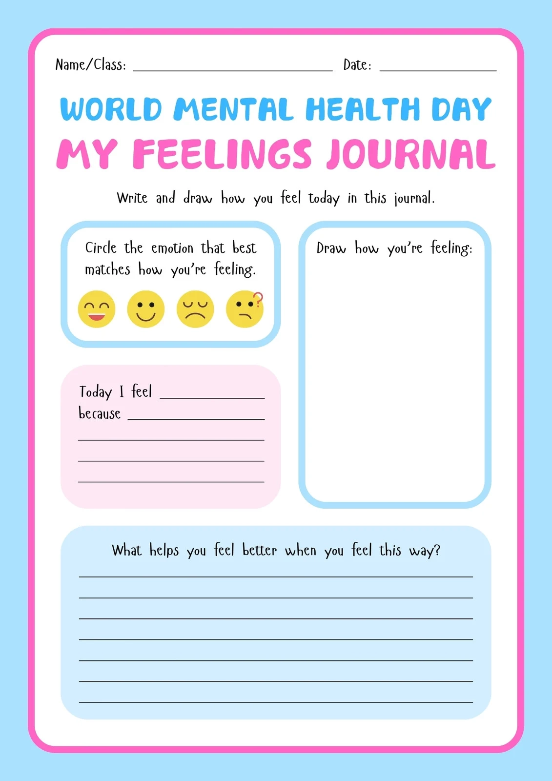 Free Printable Mental Health Group Activity Worksheets