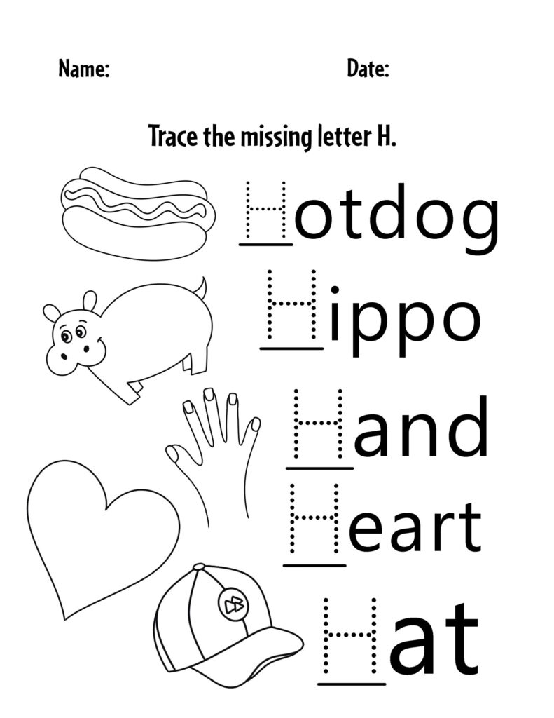 Letter H Printable Worksheets For Preschool