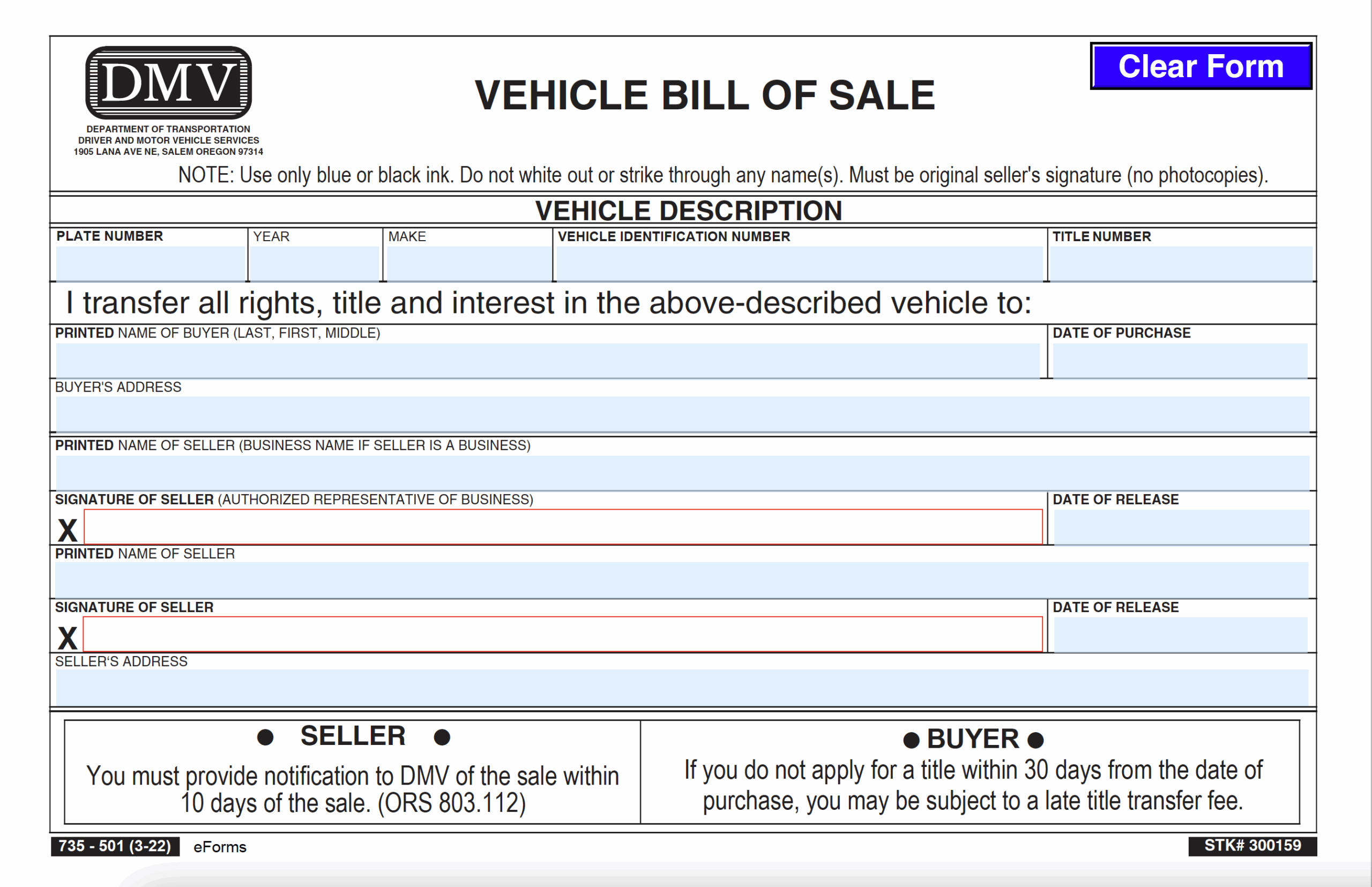 Free Oregon Bill Of Sale Forms 4 PDF EForms