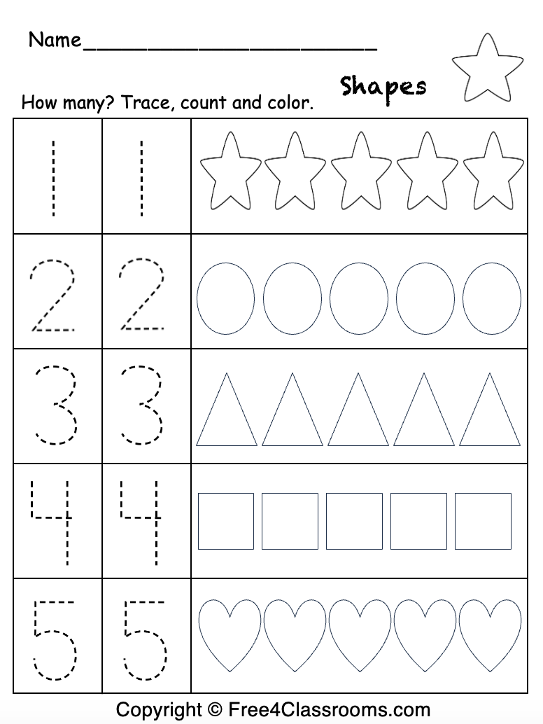 Free Preschool Math Worksheet Free Worksheets Free4Classrooms