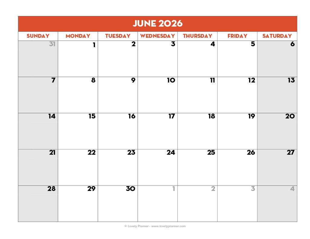 Blank 2025-26 Calendar Printable