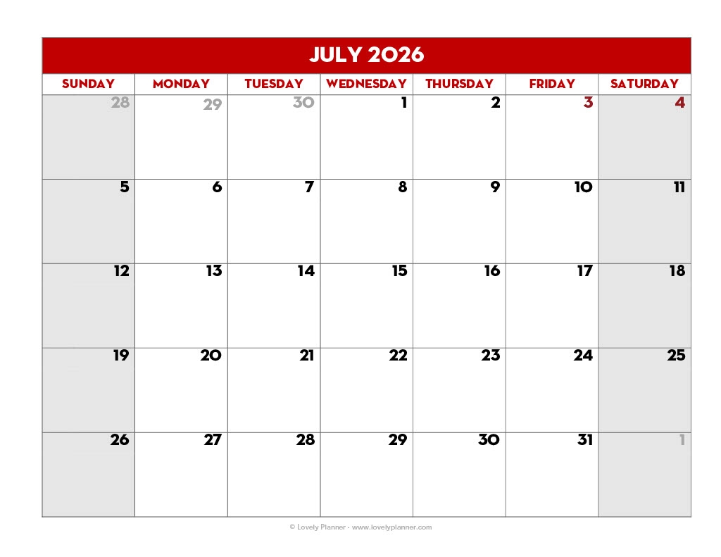 Free Printable Blank School Calendars
