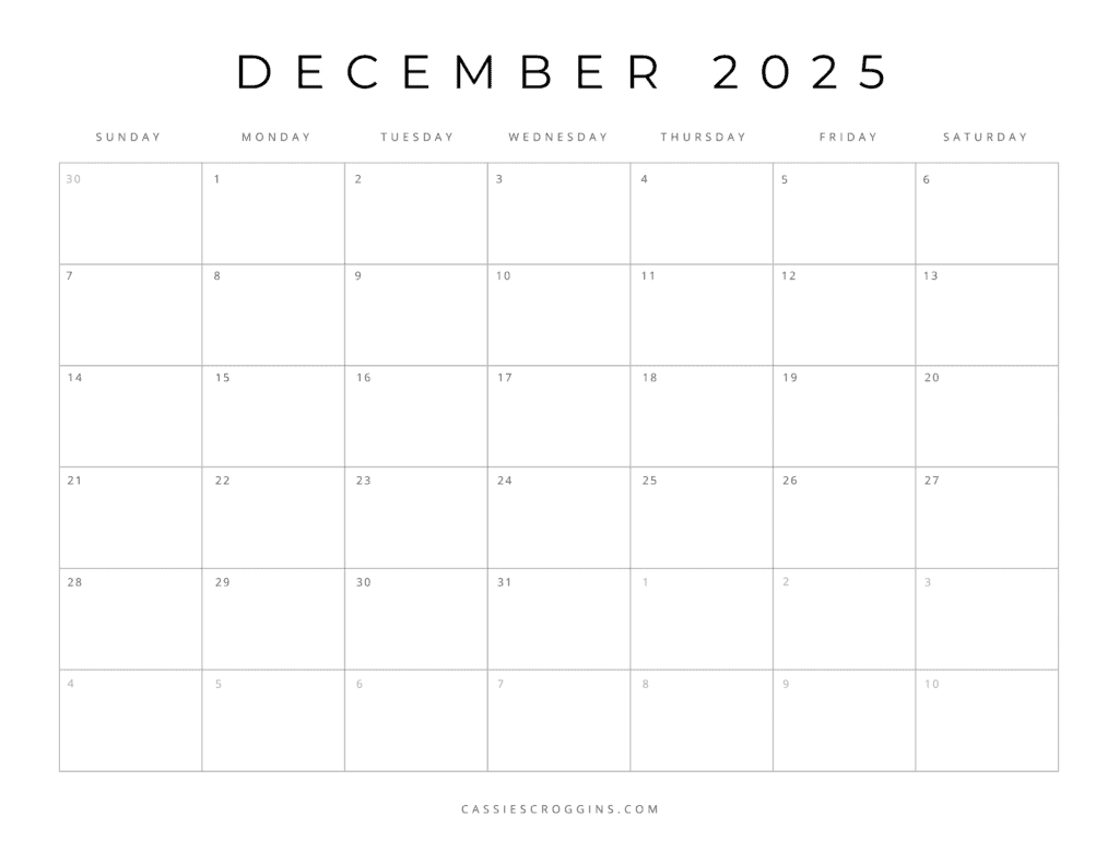 December 2025 Editable Printable Calendar