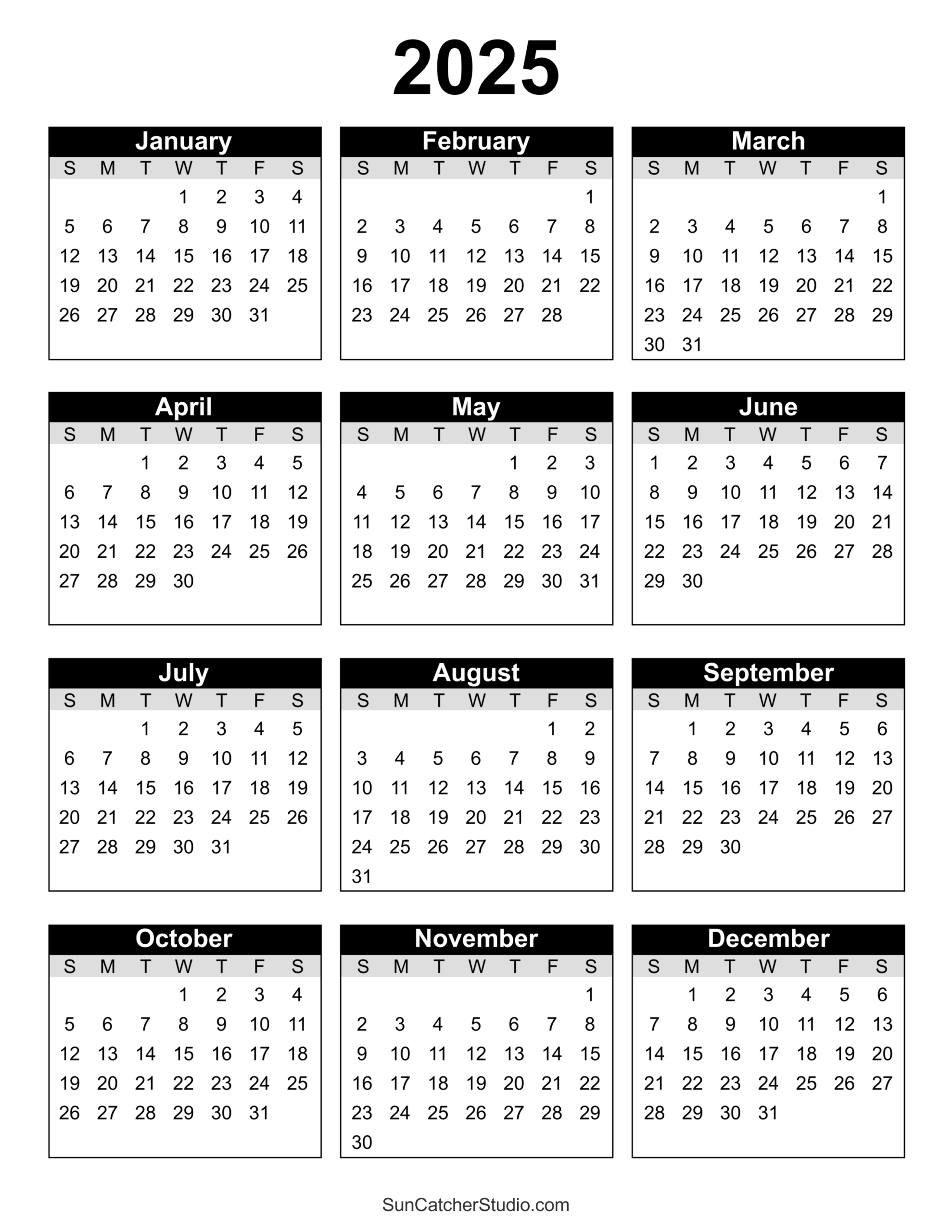 Blank Calendar Printable 2025 Pdf