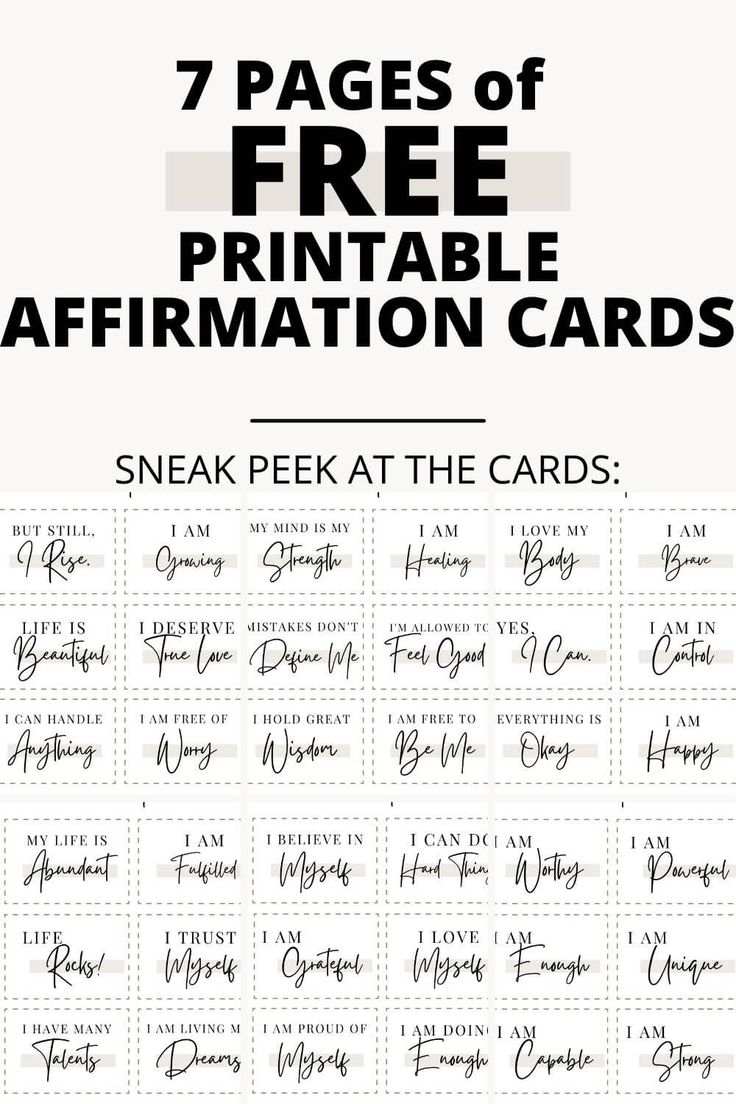 Free Printable Affirmation Sheets