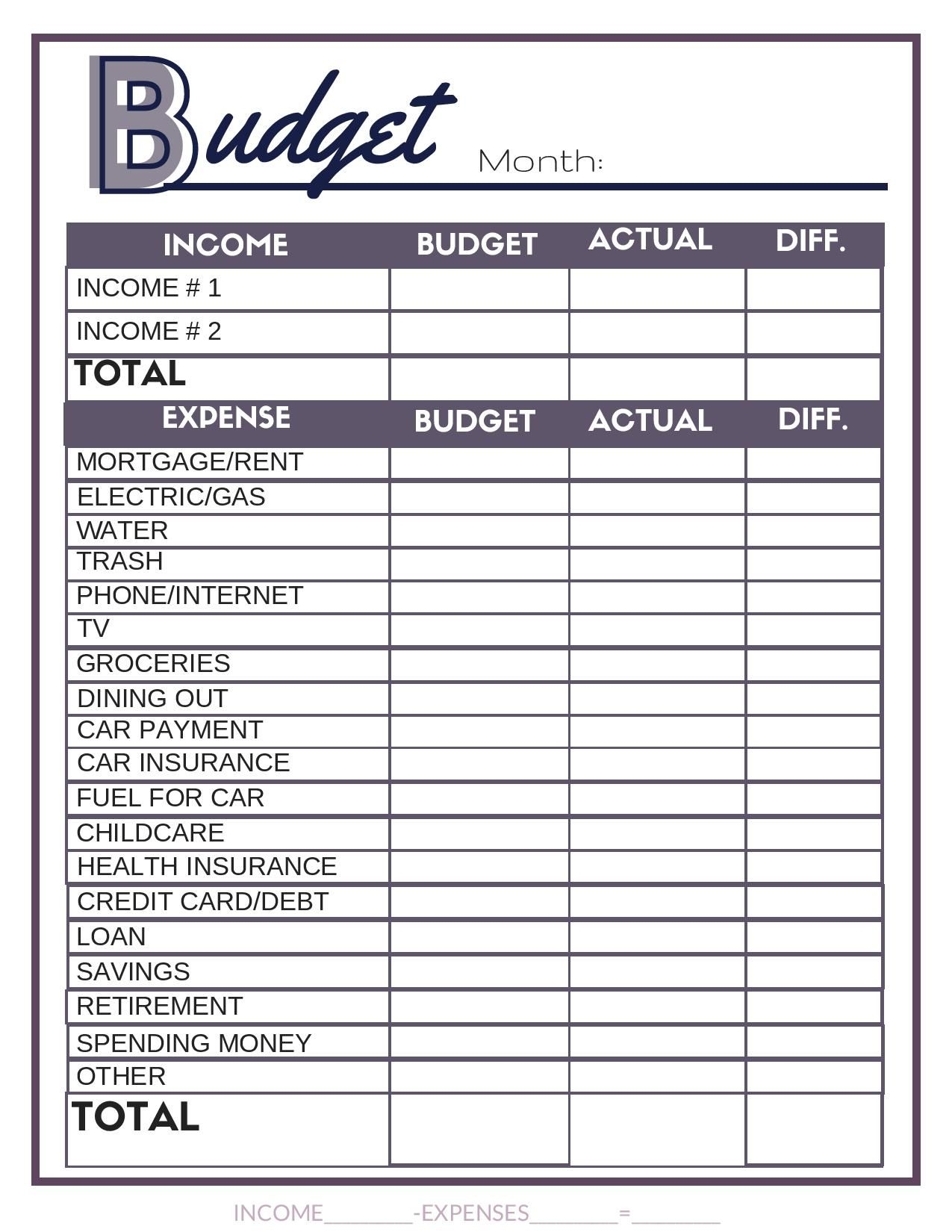 Free Printable Budget Worksheets Mom