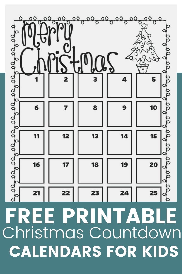 Printable December Christmas Countdown Calendar