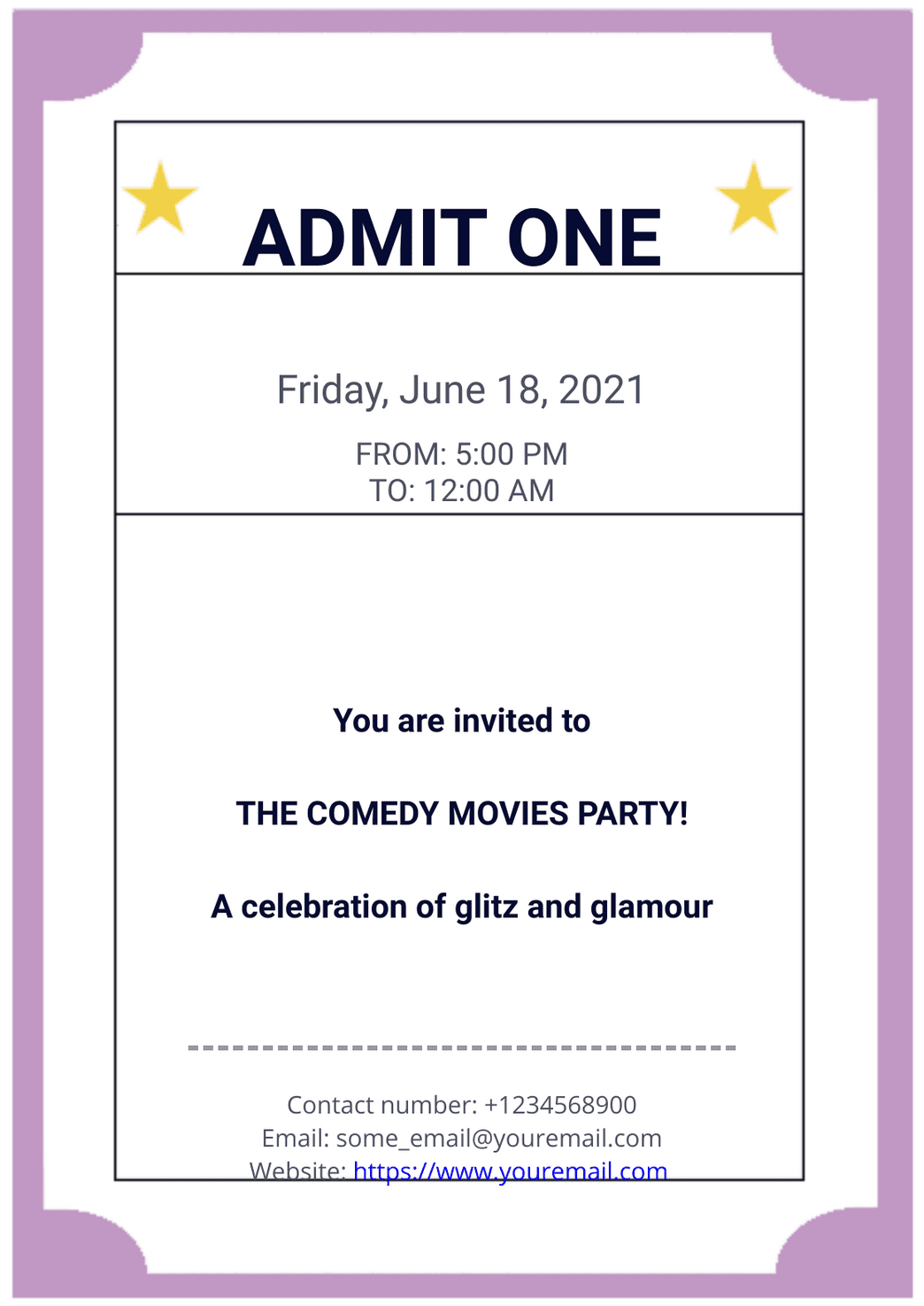 Free Printable Admission Ticket Template