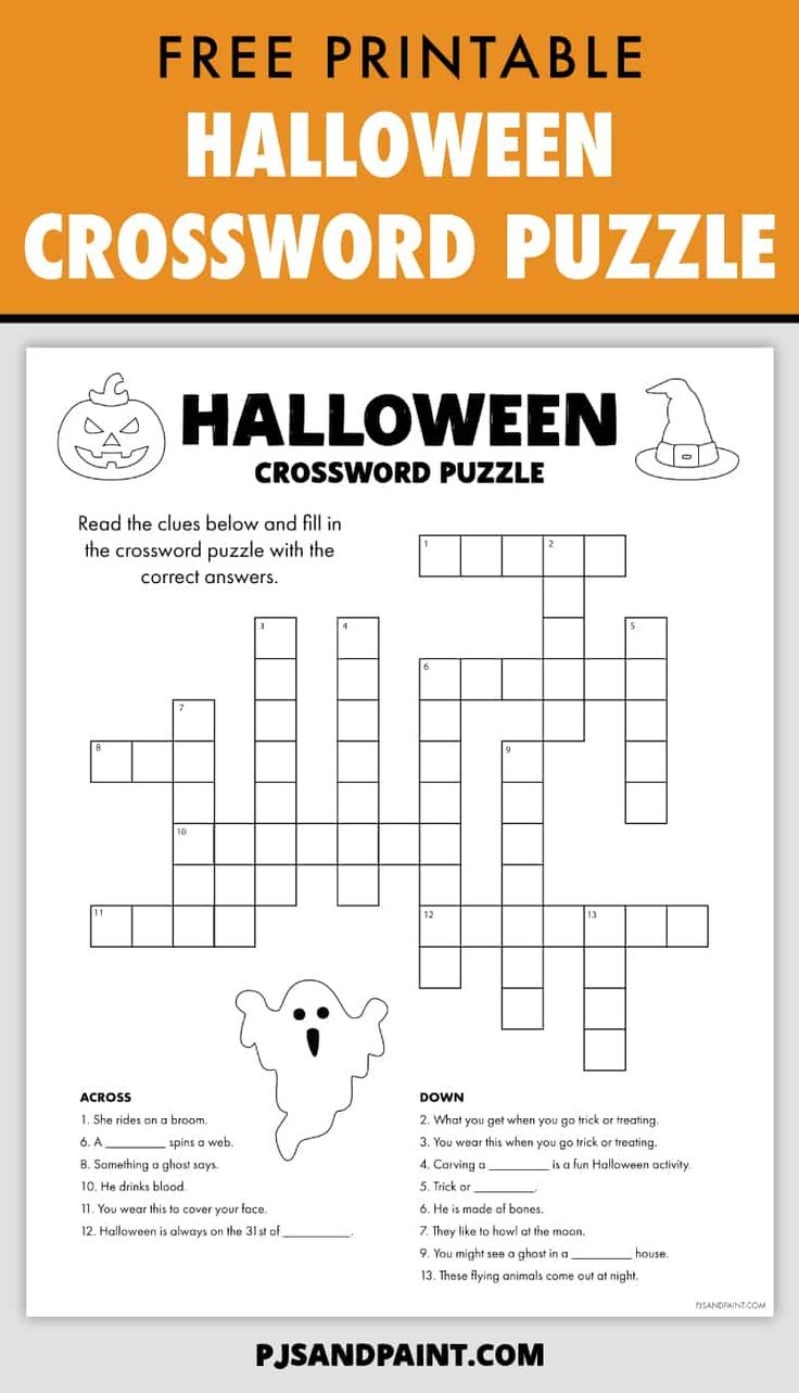 Printable Halloween Crossword Puzzles Free