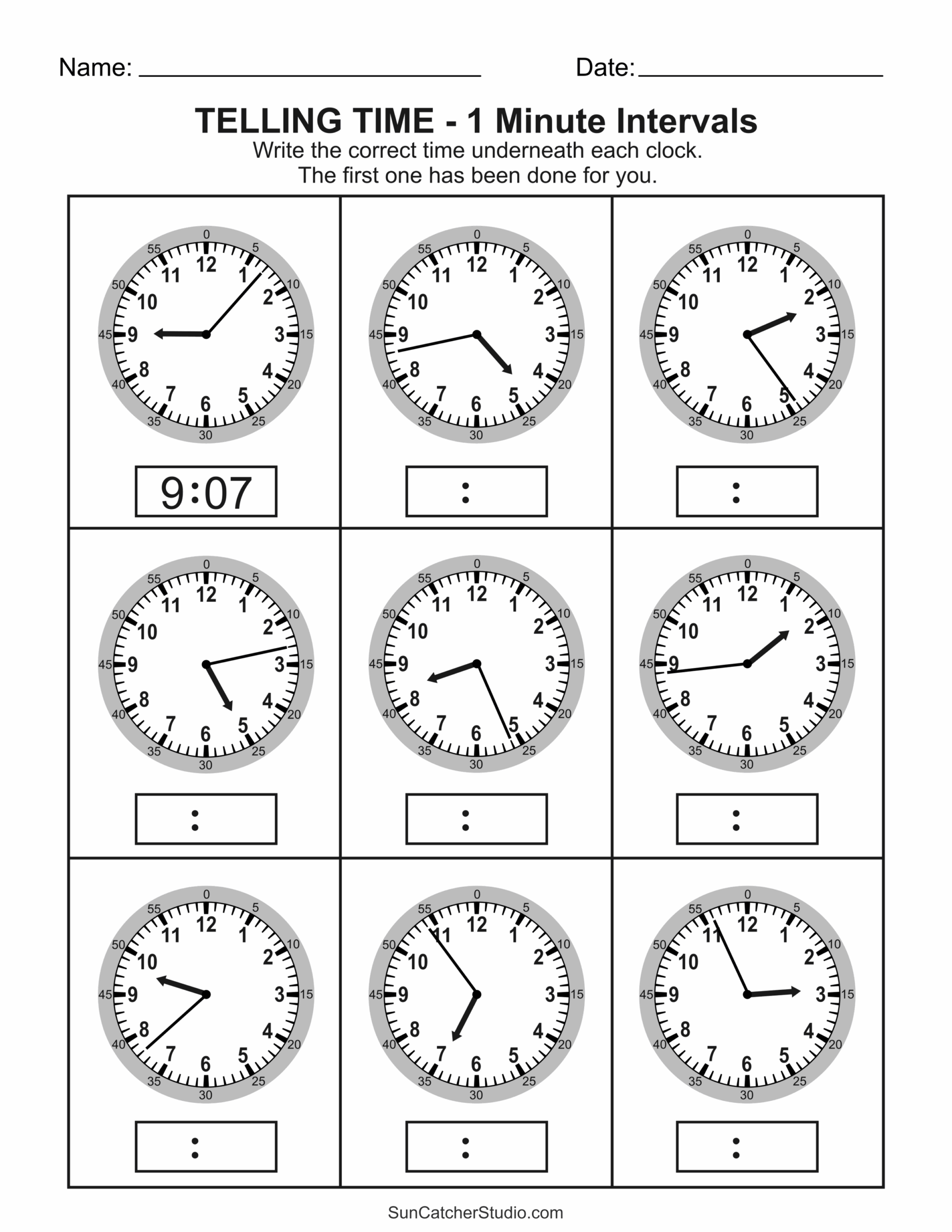 Printable Clock Worksheets For Kindergarten