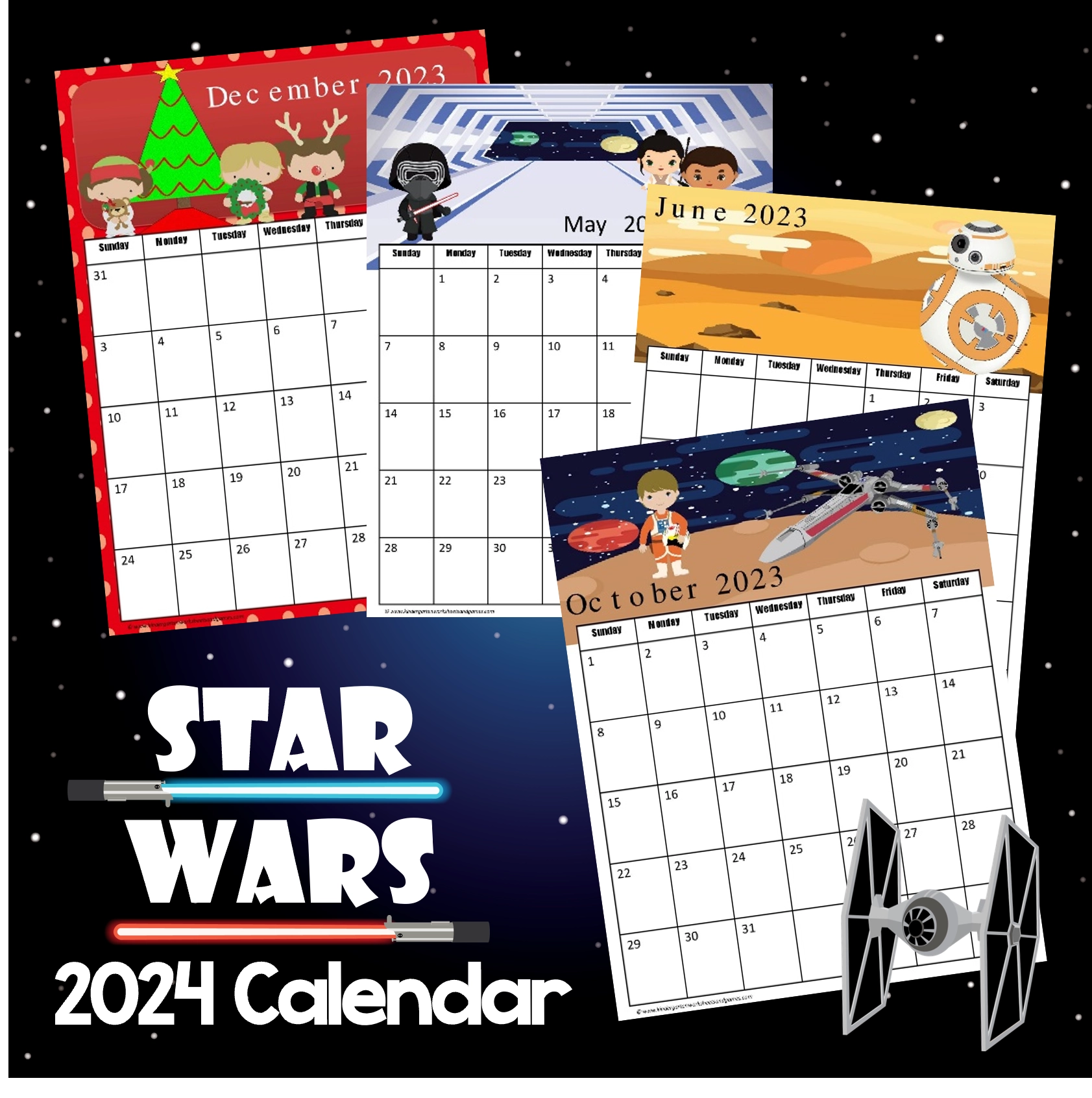 FREE Star Wars Calendar 2025 2026 Printable