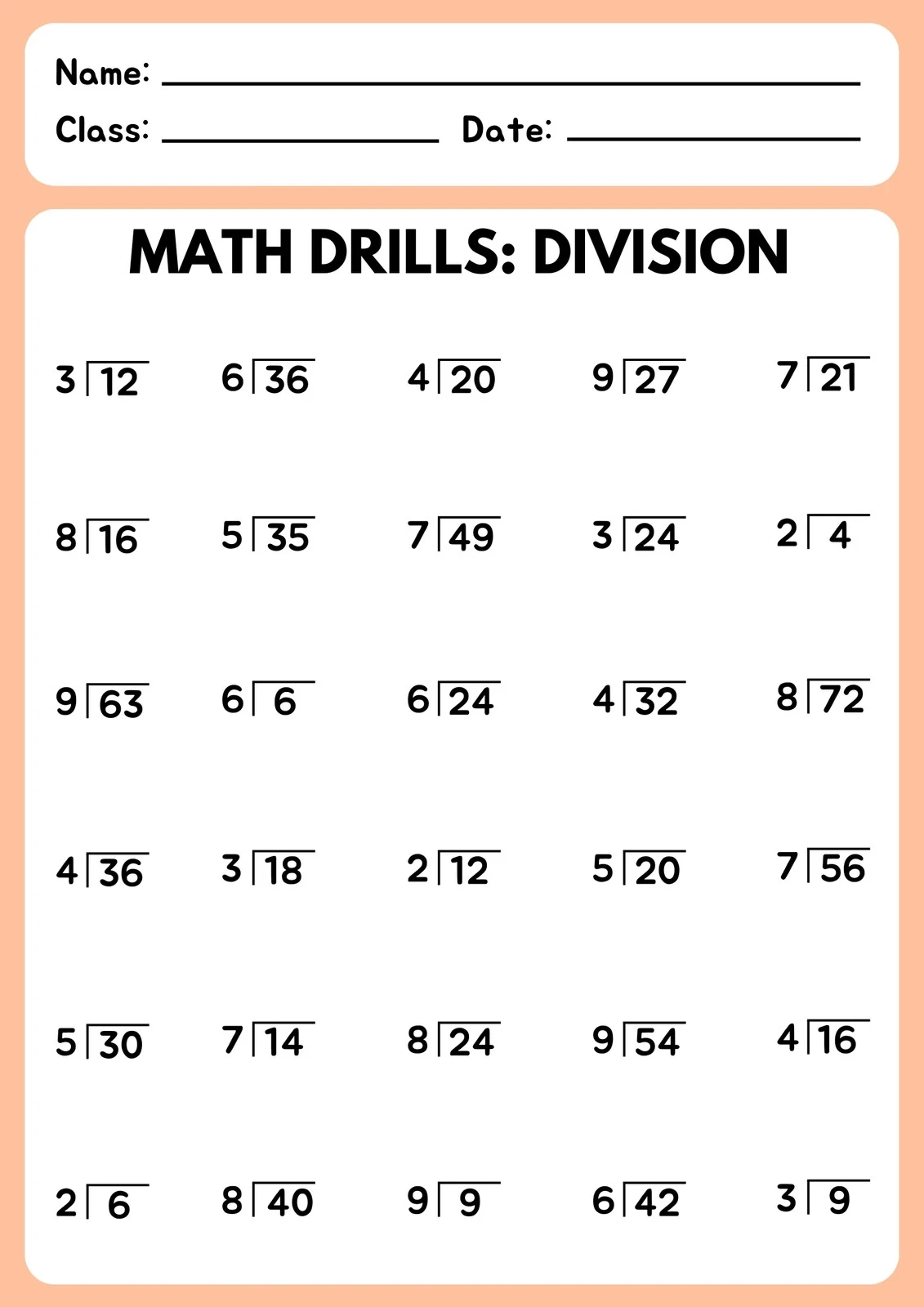 Free To Edit And Print Division Worksheet Templates Canva