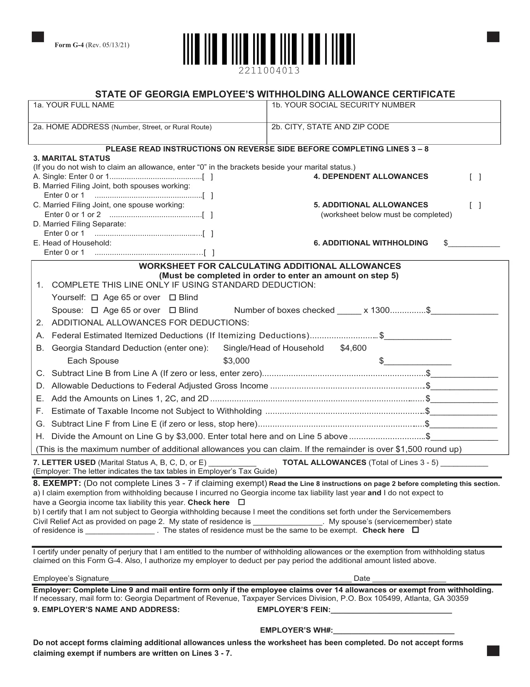 G 4 Form Fill Out Printable PDF Forms Online