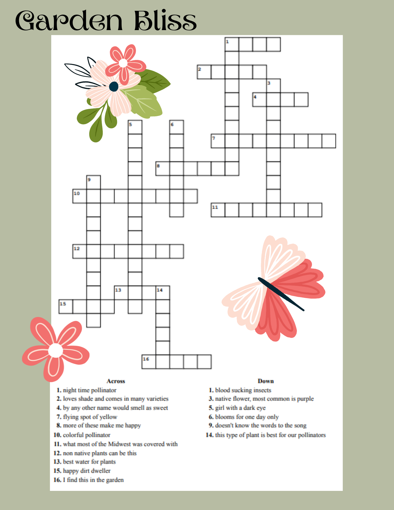 Garden Crossword Puzzles Printable
