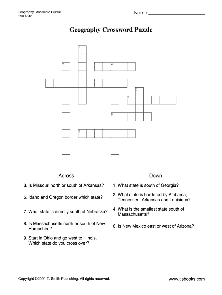 World Geography Crossword Puzzles Printable