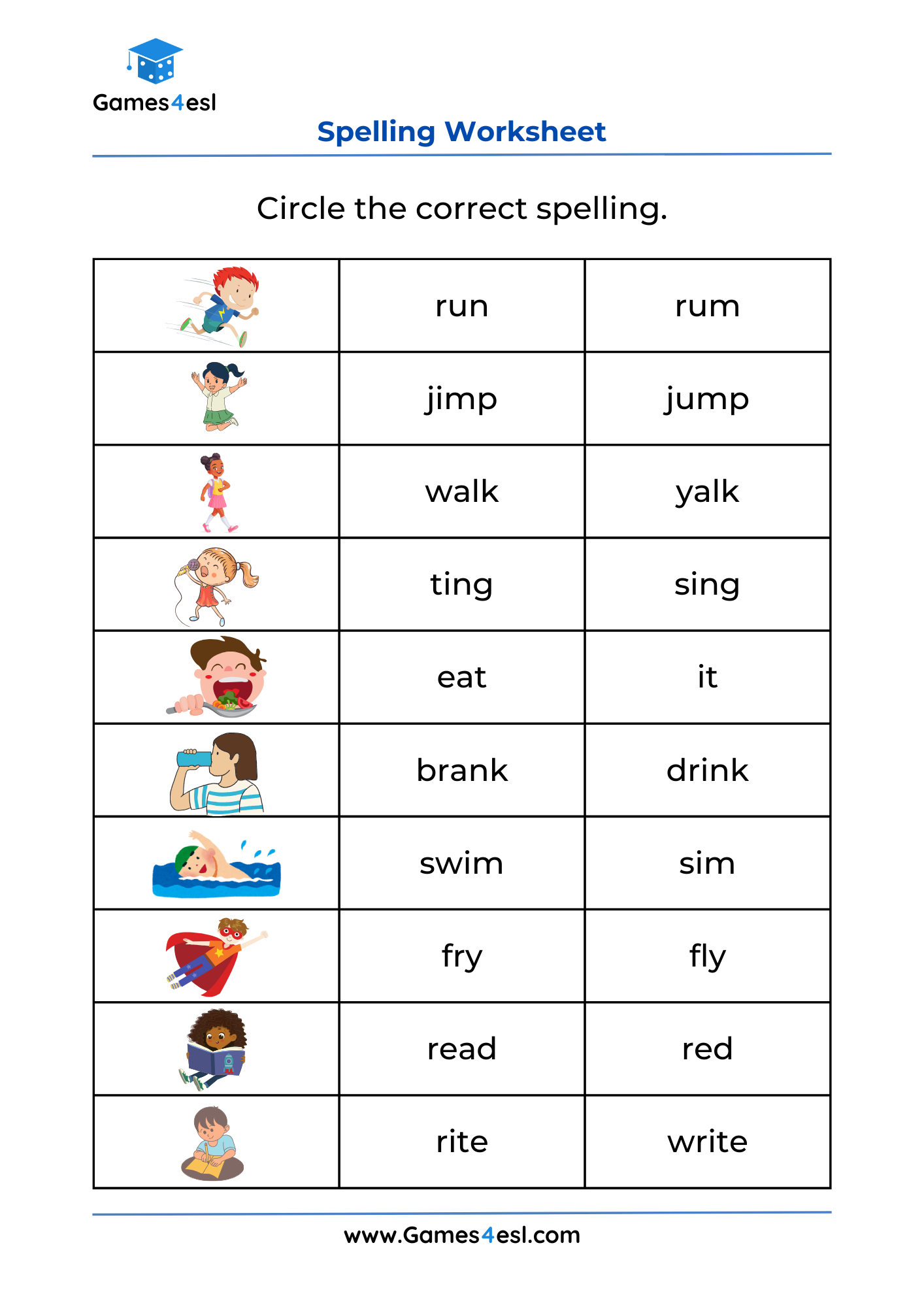 Grade 1 Spelling Worksheets Games4esl Worksheets Library