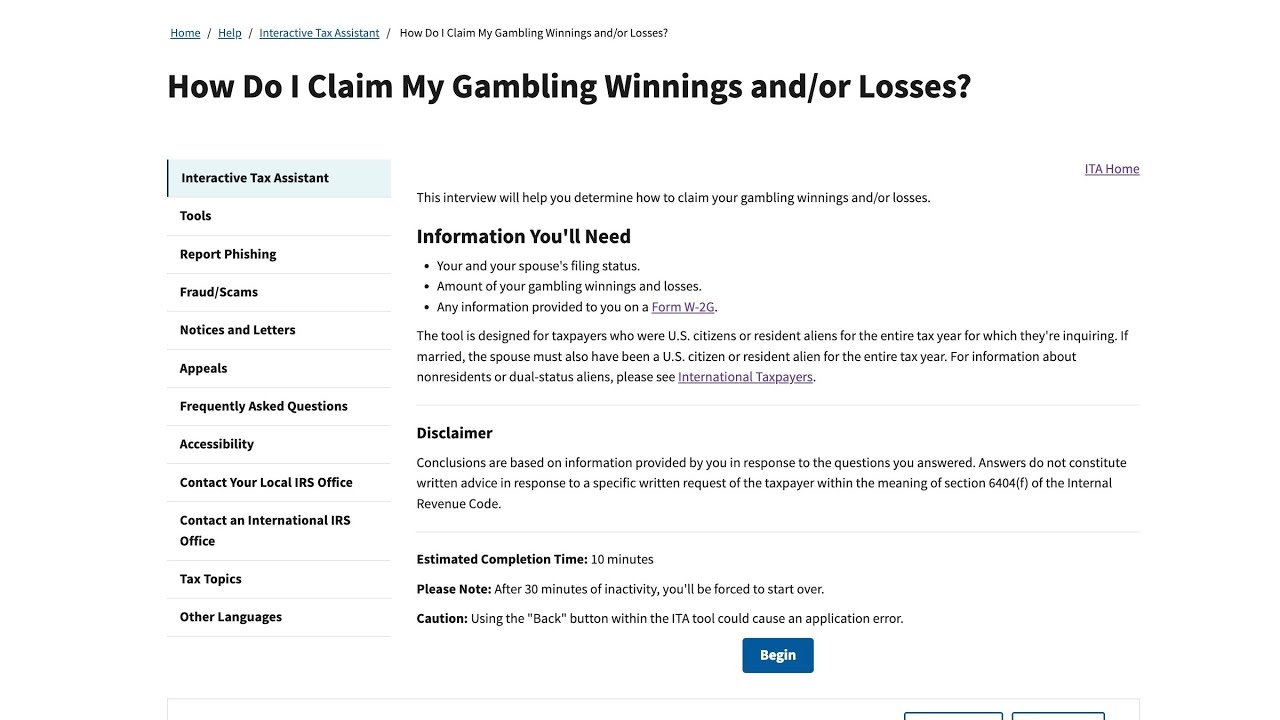 Which Form To Gambling Loss For Irs