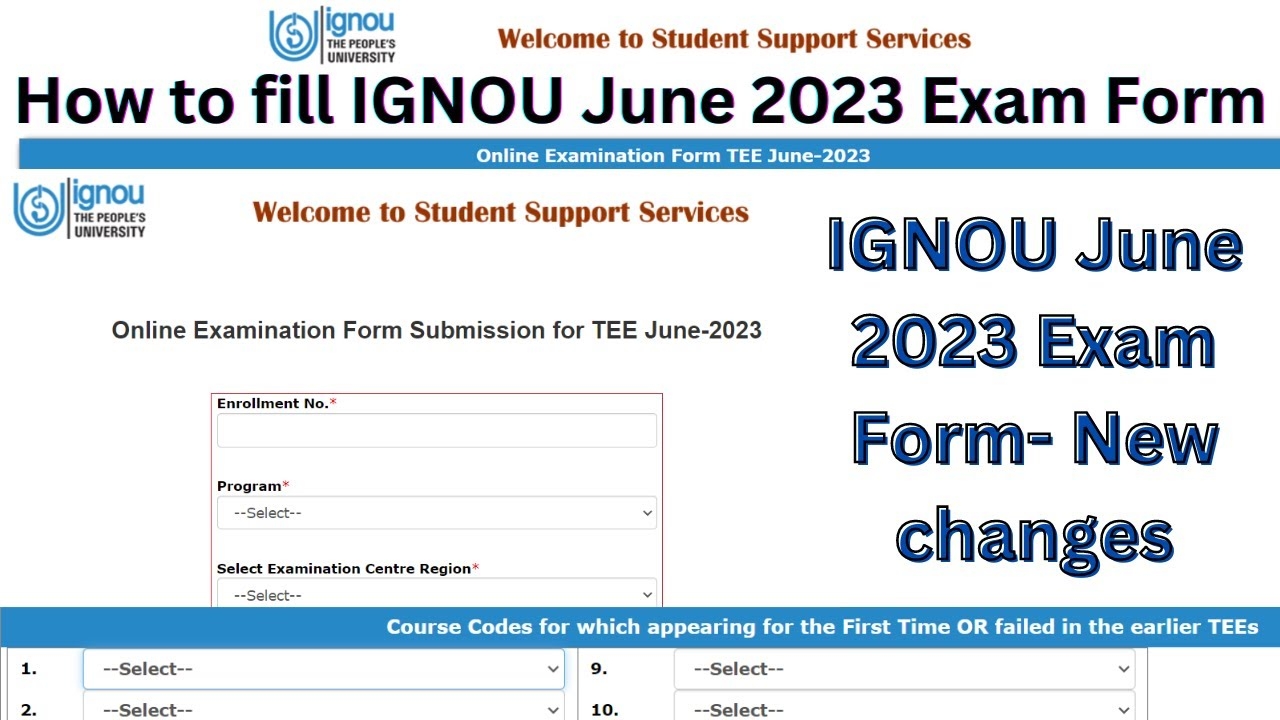 how to fill ignou june 2023 exam form ignou june 2023 exam form online process