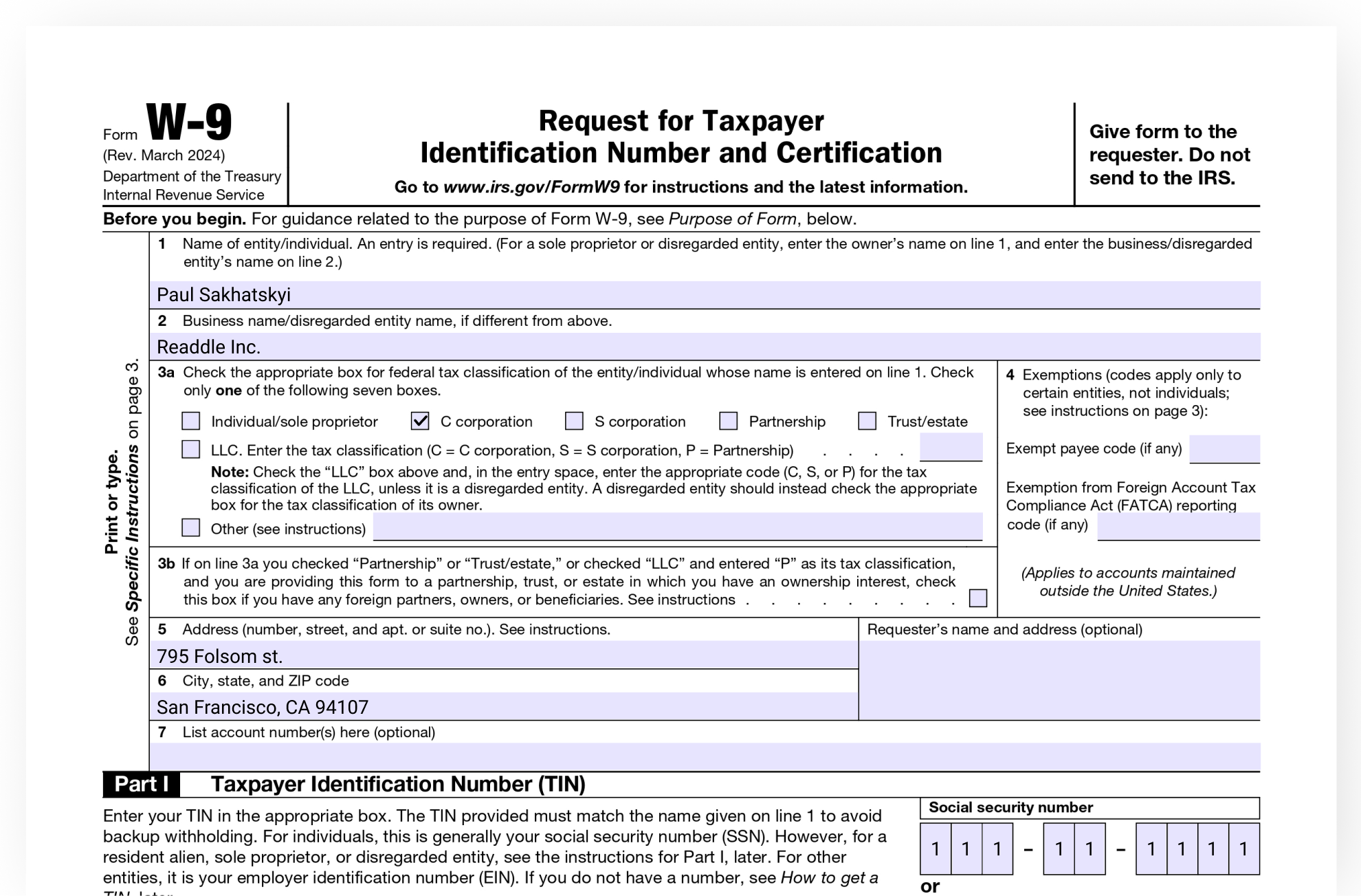 Free W9 Form 2024 Word Document