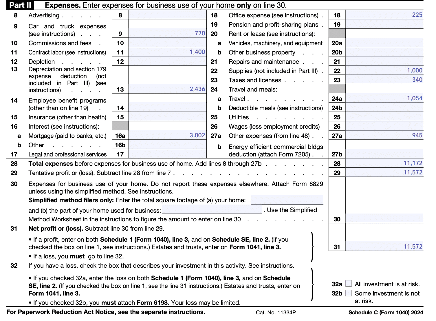 Schedule C Tax Form 2023 Instructions