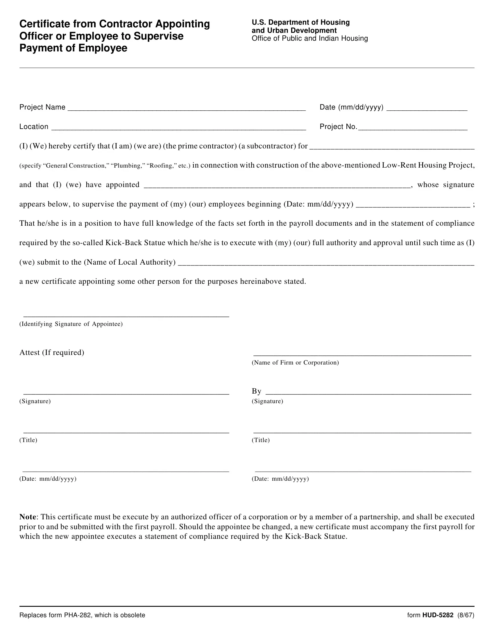 Hud 5282 Form Fill Out Printable PDF Forms Online