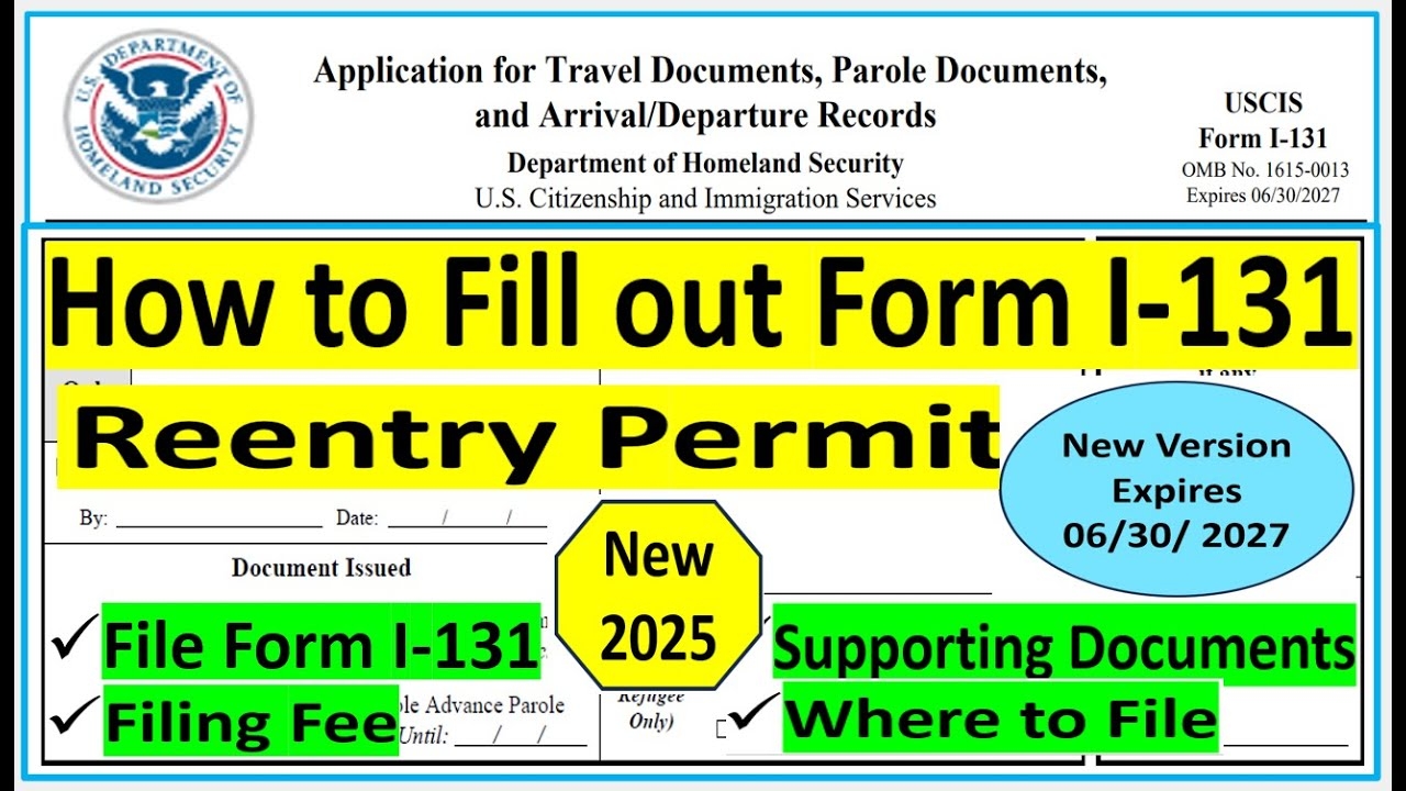 I 131 Application For Travel Document Reentry Permit