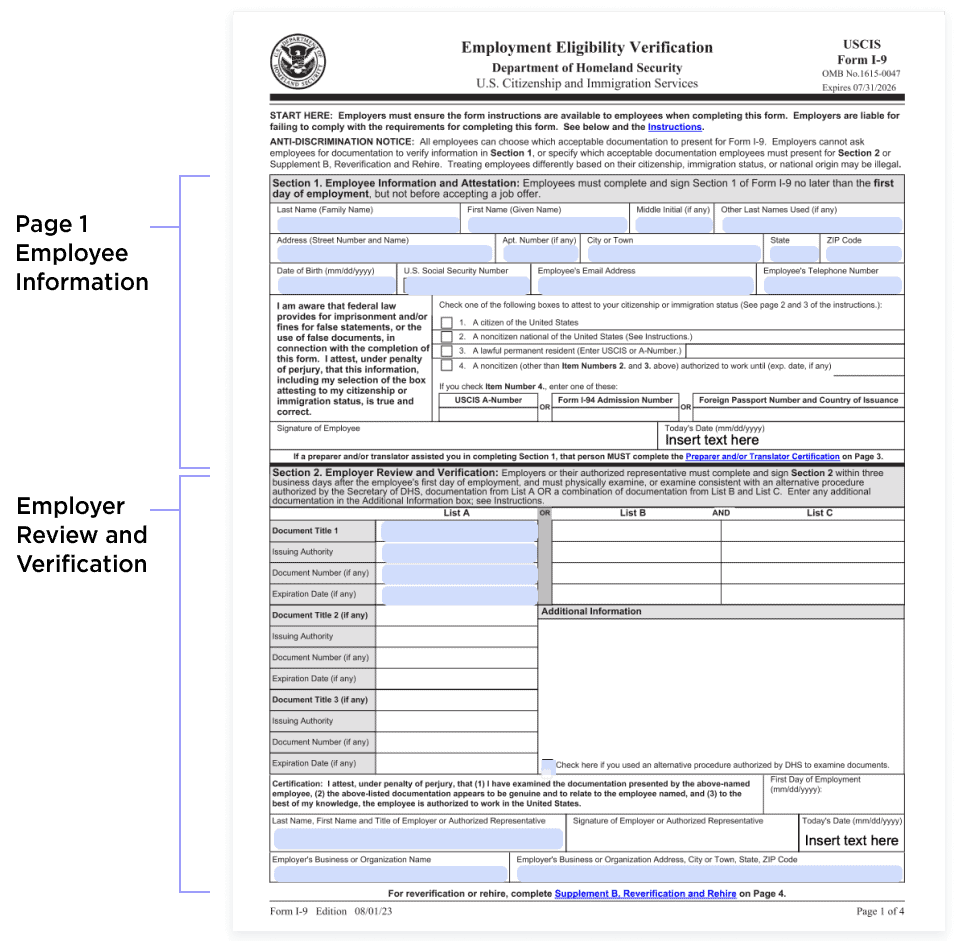 I9 Form 2025 Instructions