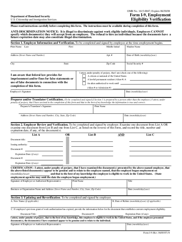 I9 Form 2025 Spanish