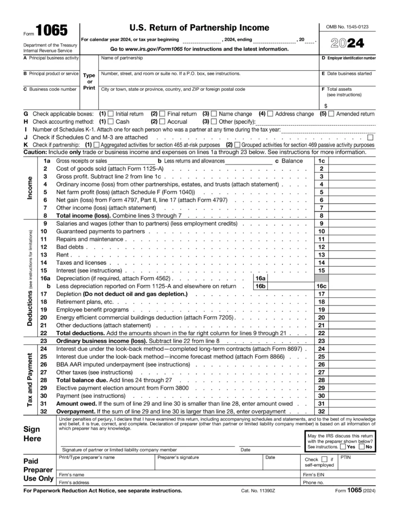 IRS Form 1065 Guide To Partnership Tax Return Filing