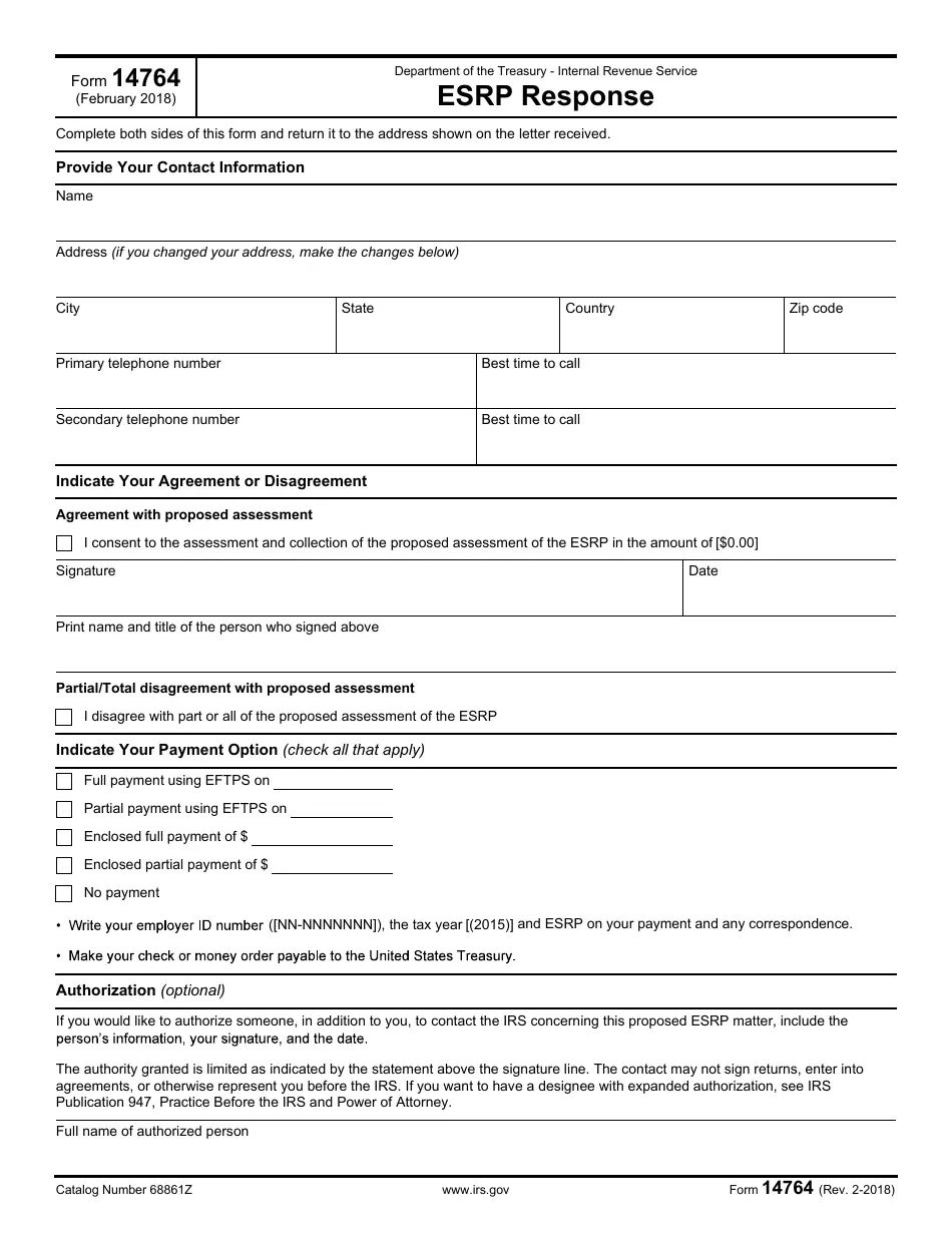 IRS Form 14764 Fill Out Sign Online And Download Fillable PDF 