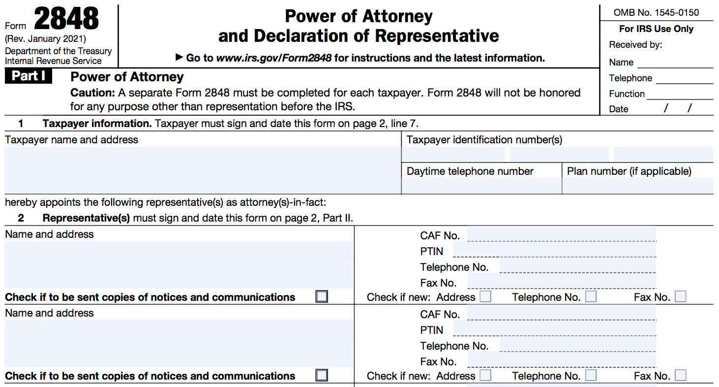 Irs Form 2848 Power Attorney Pdf