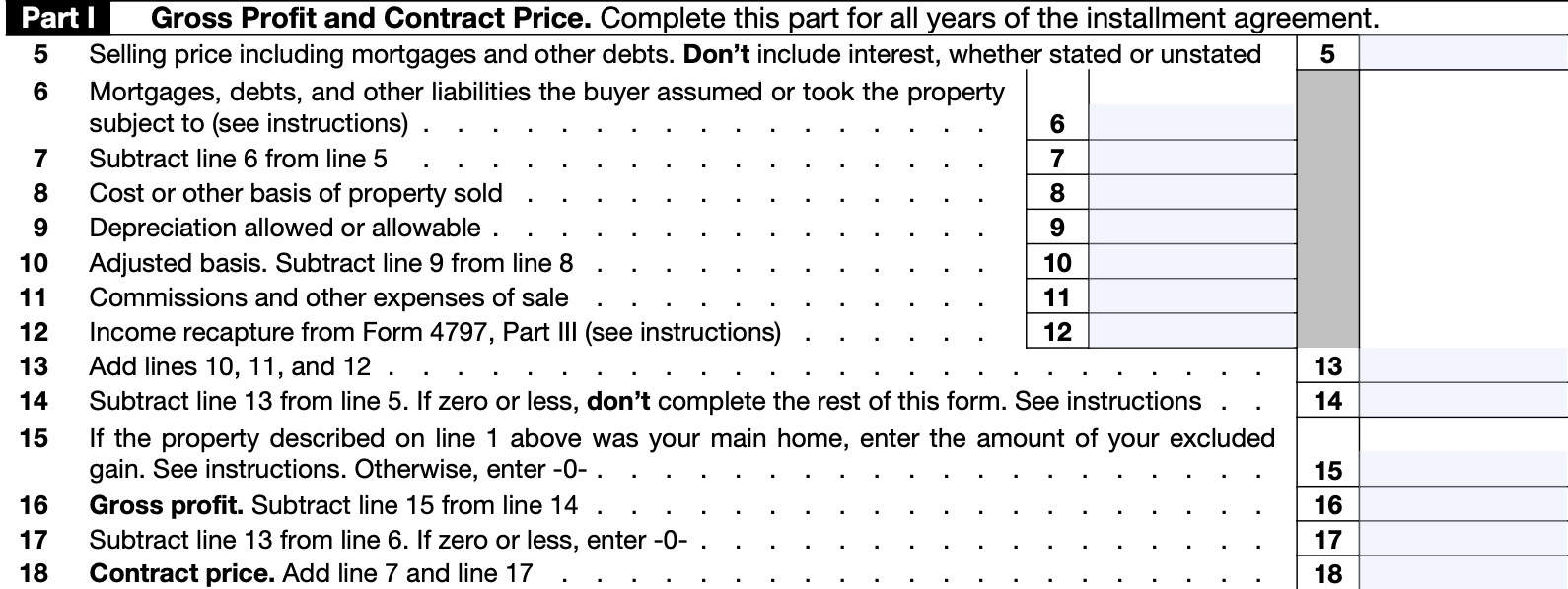Irs Form 6252 Property Type Code