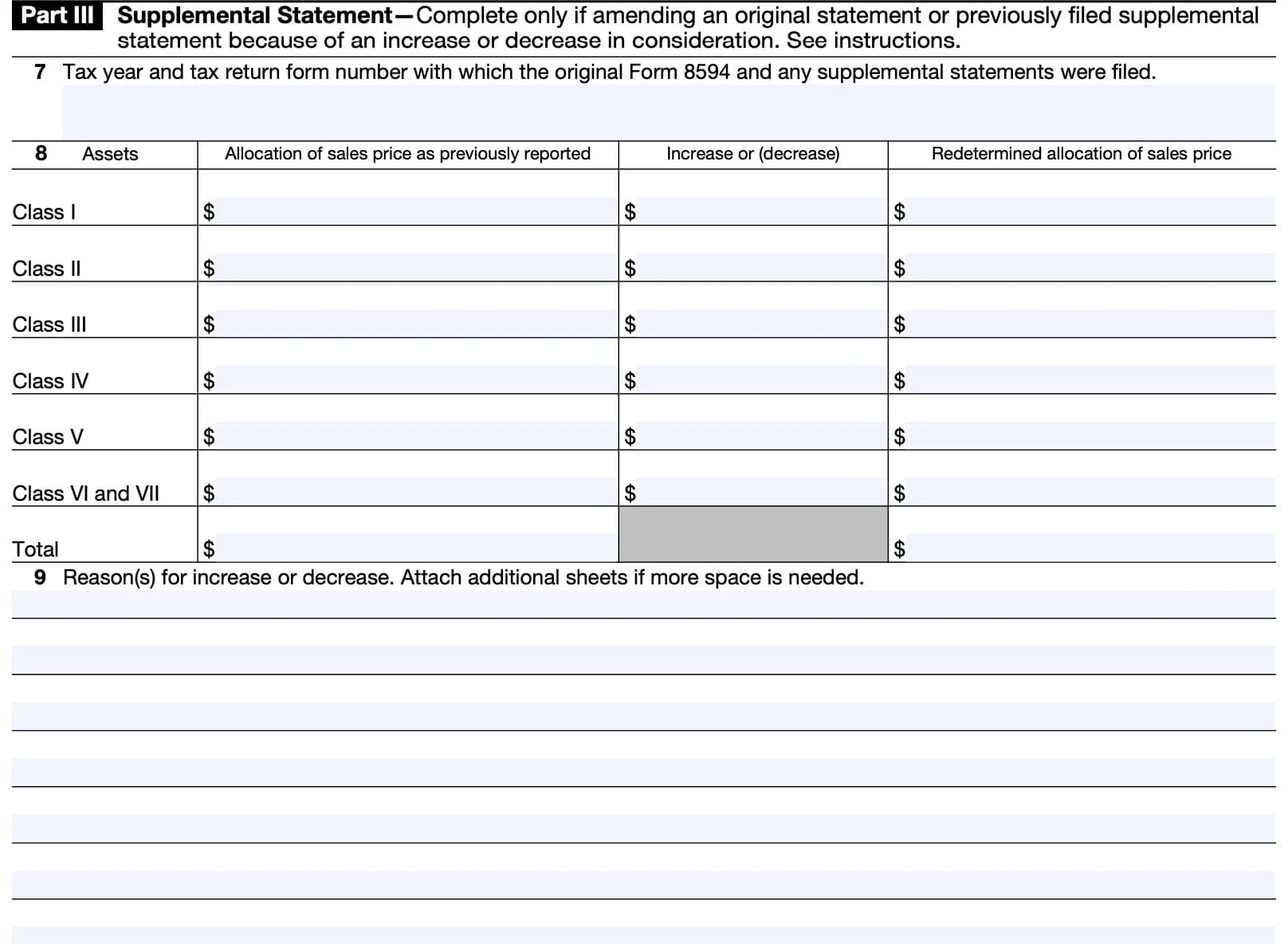 Tax Form 8594 Instructions