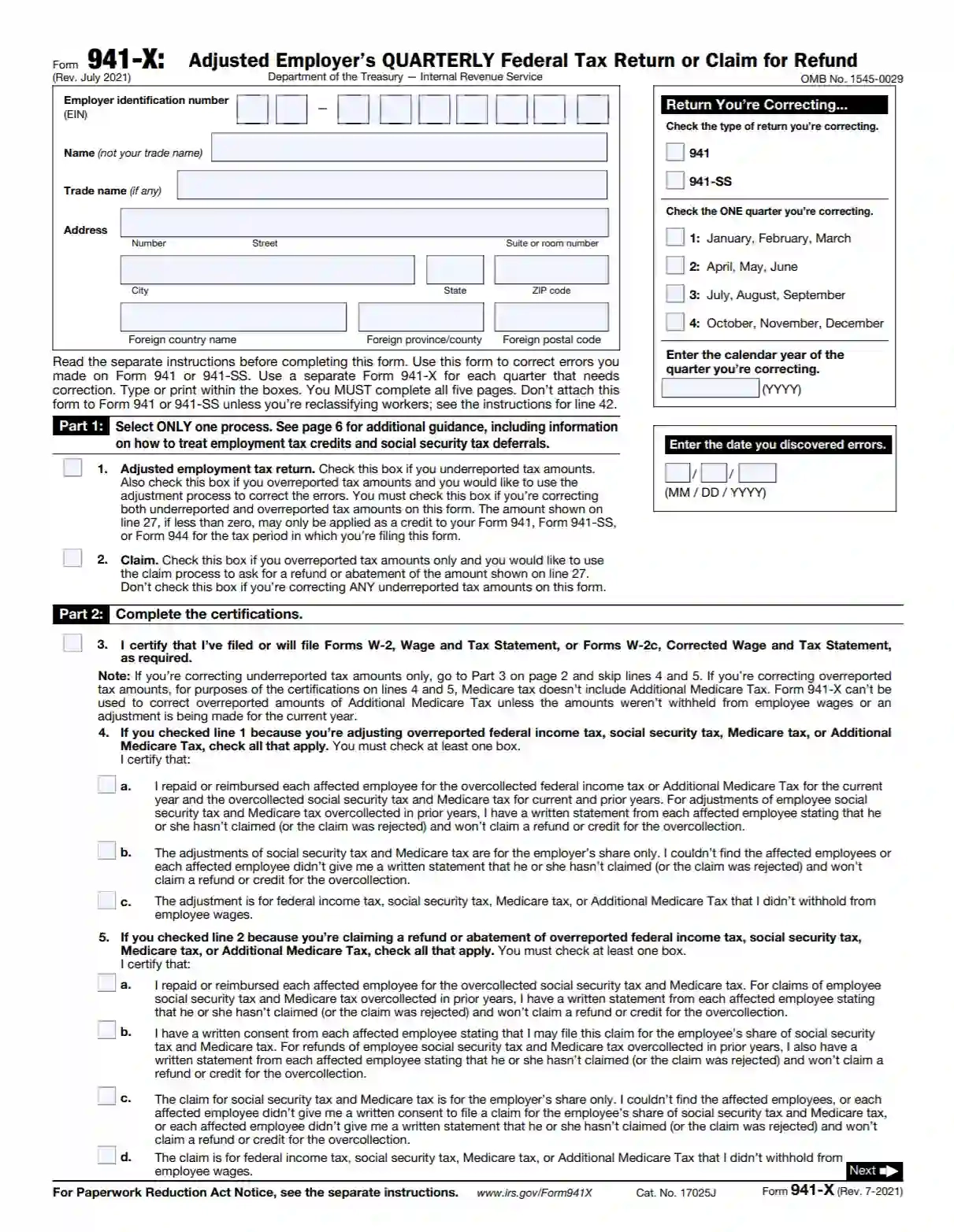 Printable Form 941 2021