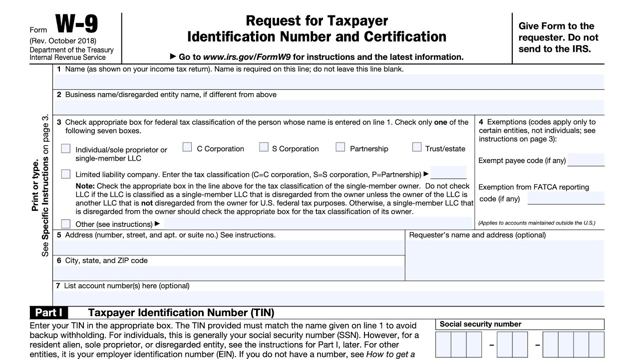 Form W-9 Rev. October 2018