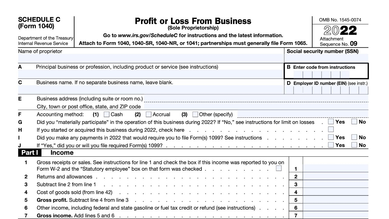 Irs Form Schedule C 2022 Business Expenses