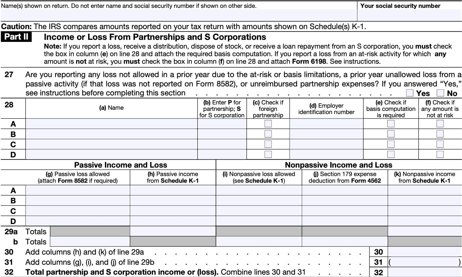 Form 6198 Federal Income Tax