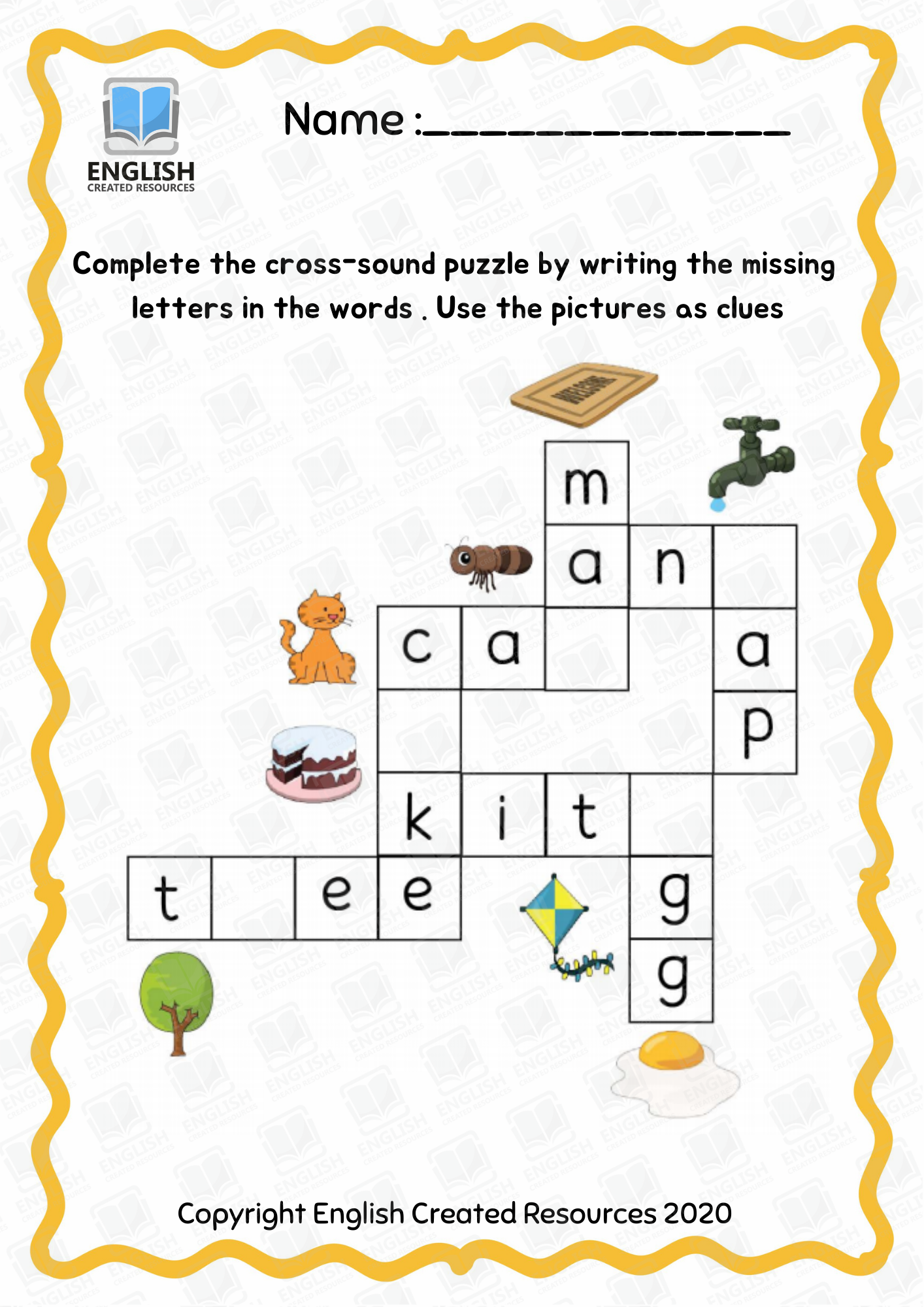Crossword Puzzles Kindergarten Printable