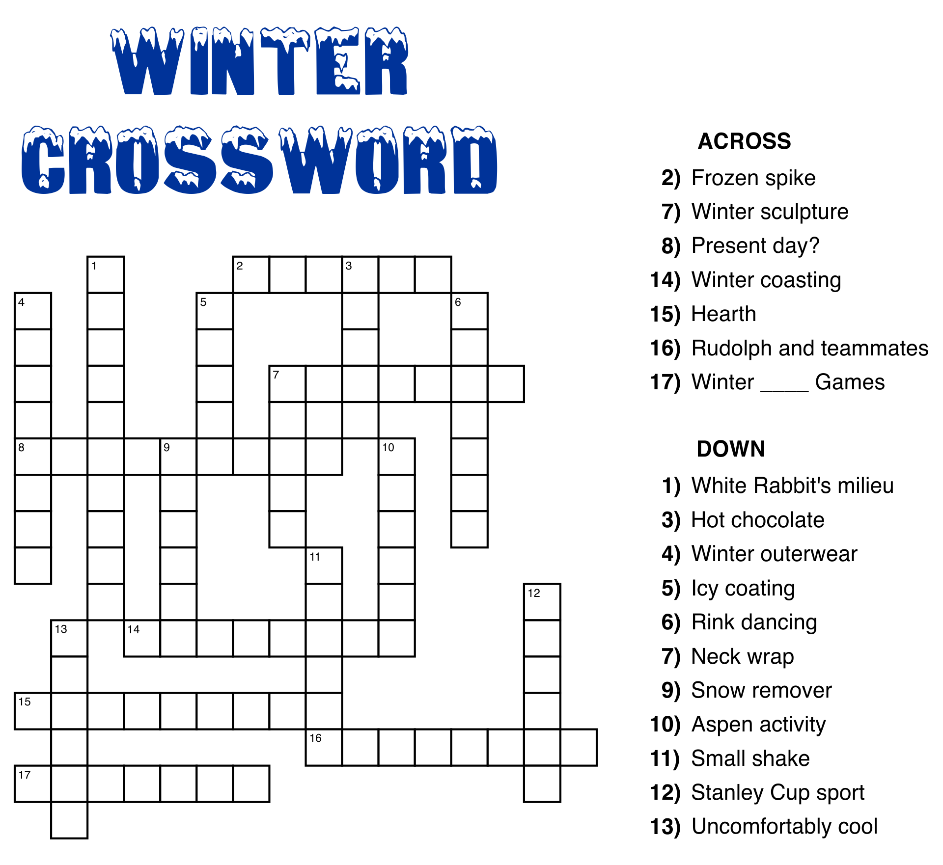 Free Daily Printable Crossword Puzzleshtml