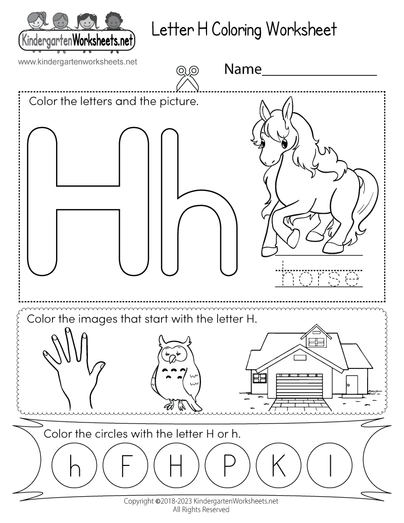 Letter H Coloring Worksheet Free Printable Digital amp PDF