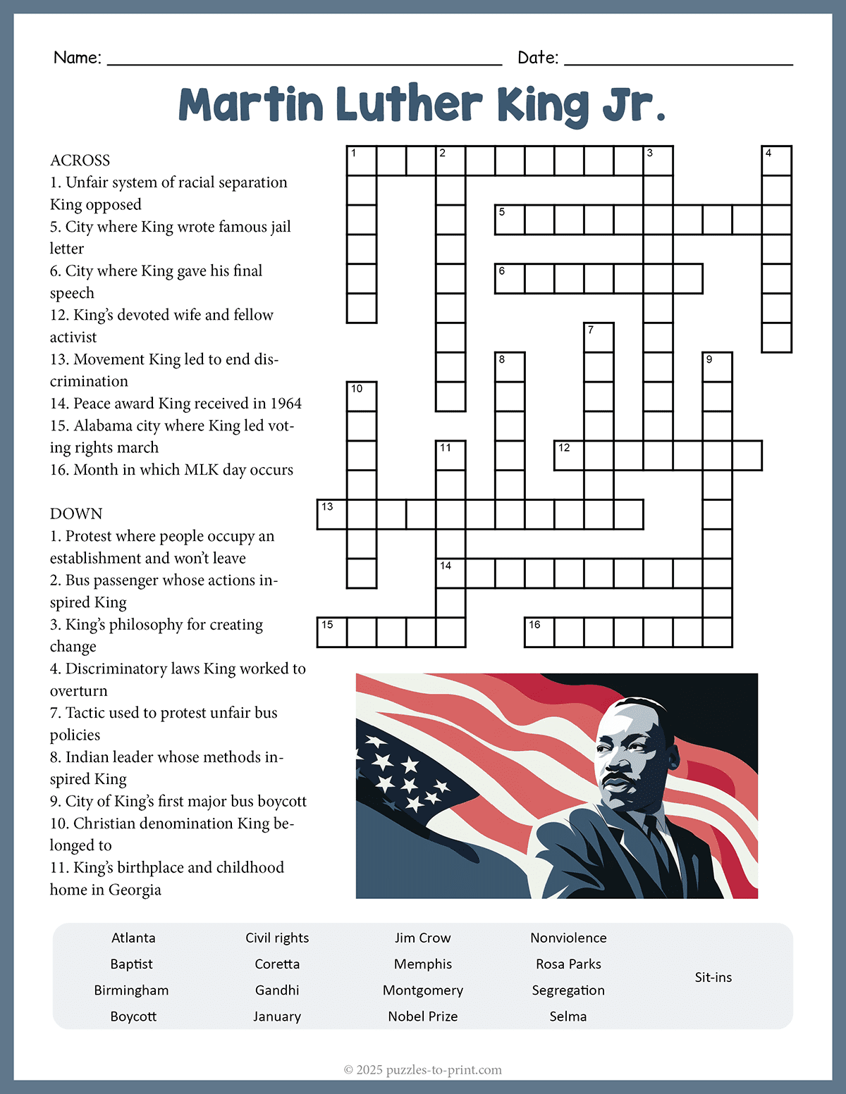 King Crossword Puzzles Printable