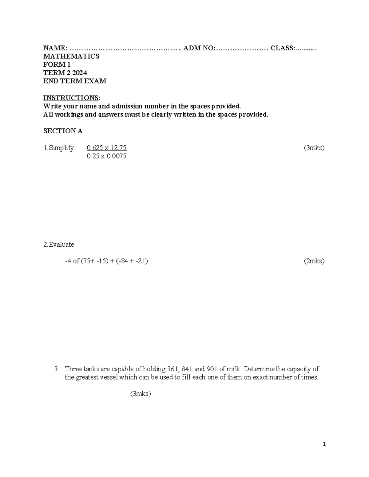 MATH F1 ET2 2024 END TERM EXAM Revision Questions Studocu