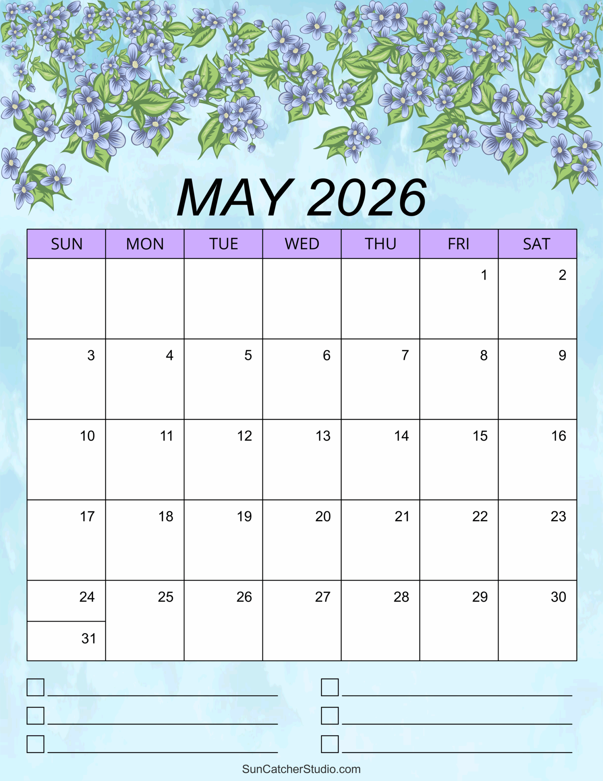 Free Printable Calendar May 2026