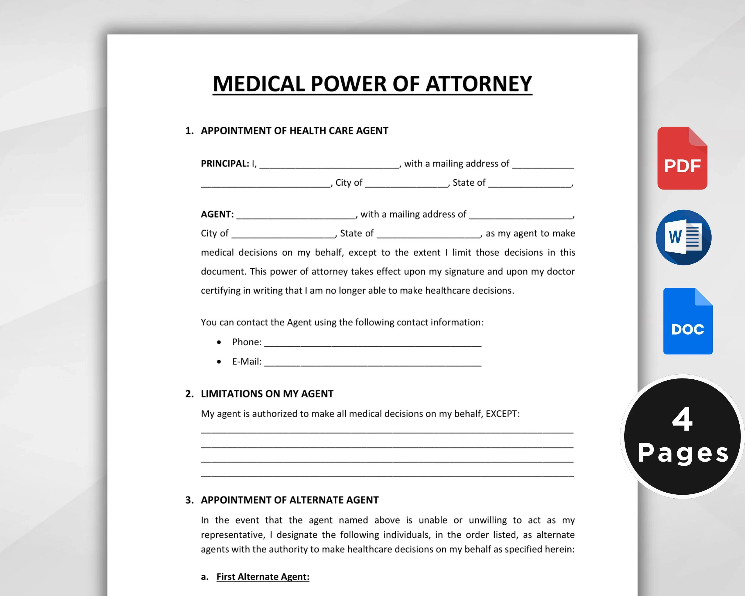 Printable Form For Power Of Attorney Medical