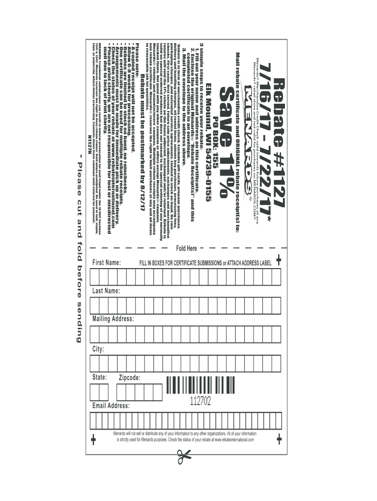 Menards Rebate Form Fill Out amp Sign Online DocHub
