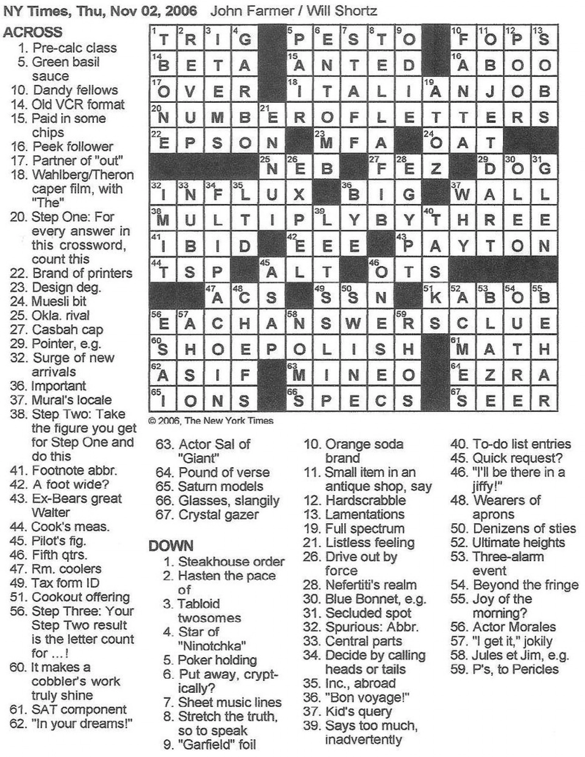 Printable Sunday Crossword Puzzles Merle